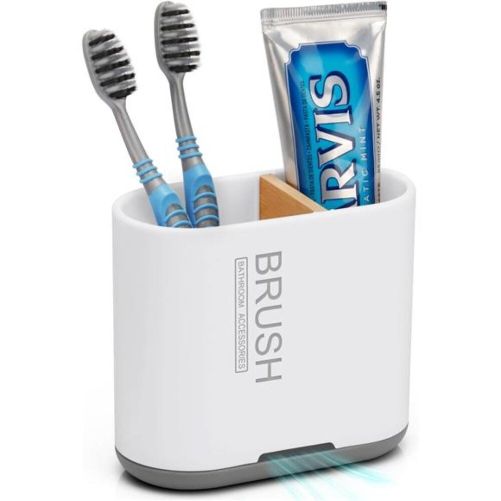 Toothbrush Holder Toothpaste Organizer Bathroom Countertop Storage Electric Cadd